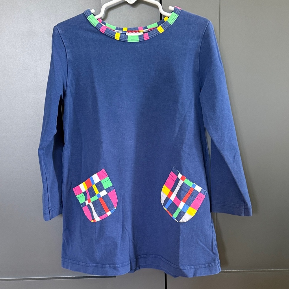 Florence Eiseman Girls Long Sleeve Colorblock Pocket Dress